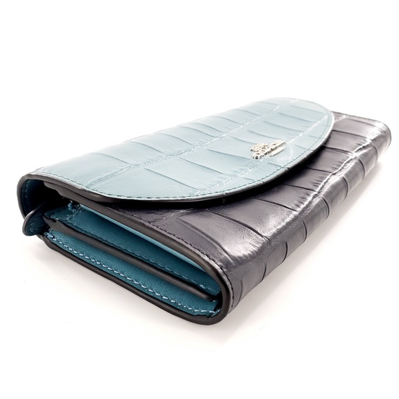 Coach Slim Envelope Clutch Wallet Crocodile Embossed Leather Snap F27482 - Picture 4 of 12